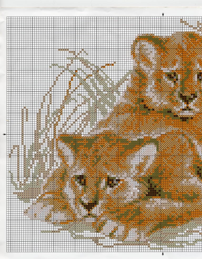 Схема вышивки диких кошек Схема вышивки диких кошек