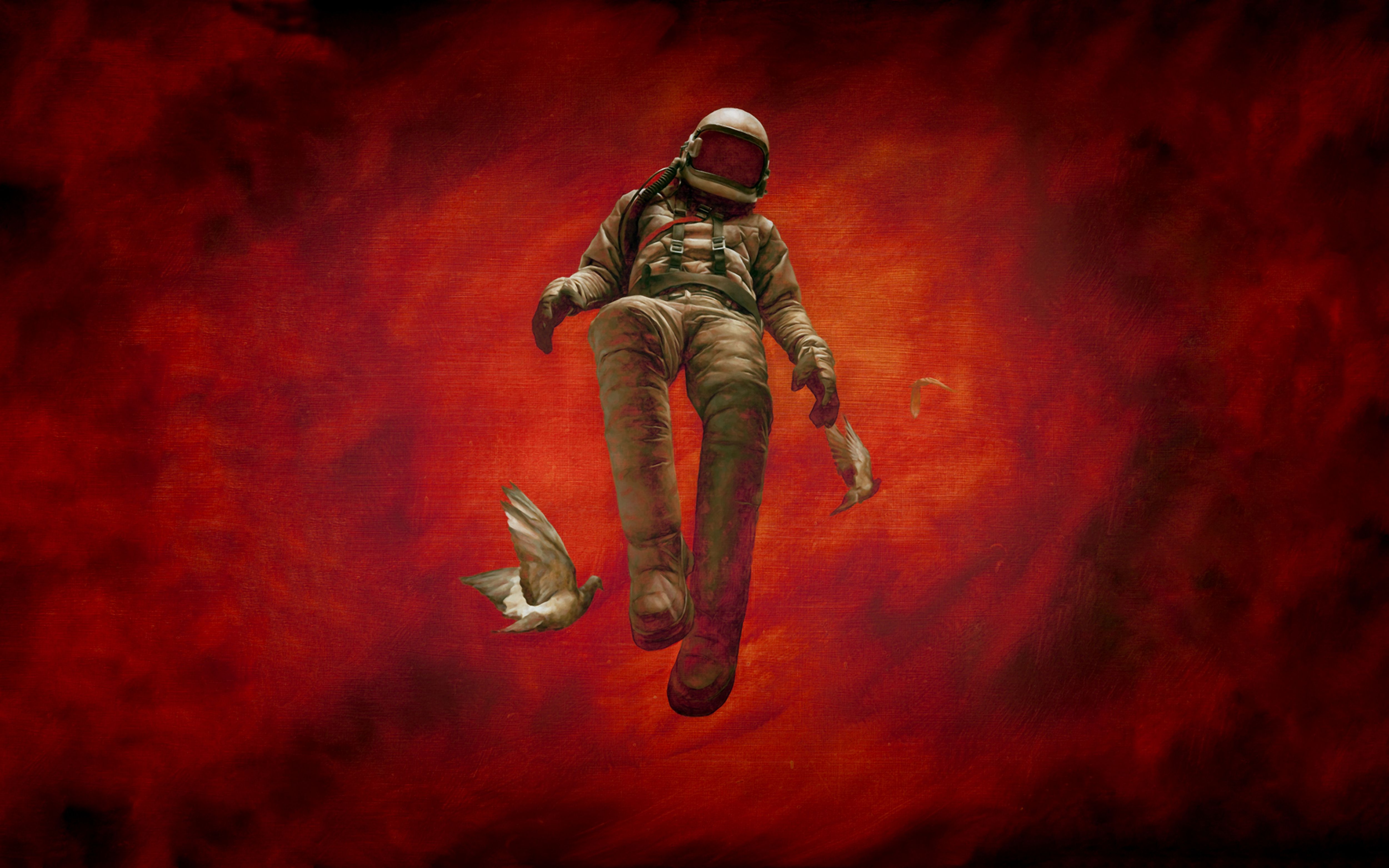 Космонавт на Красном фоне