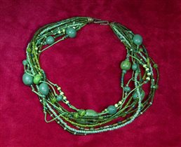 Ожерелье зеленое 47см - 300руб