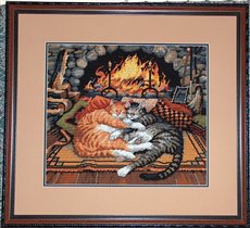 Коты у камина. Гобелен