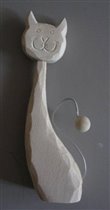 Деревянная фигурка, кошка