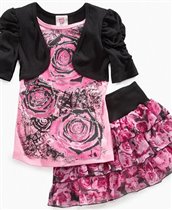 Beautees Kids Set, Girls Shrug Top and Skirt Set,S