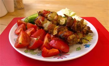 Шашлык из курицы в духовке