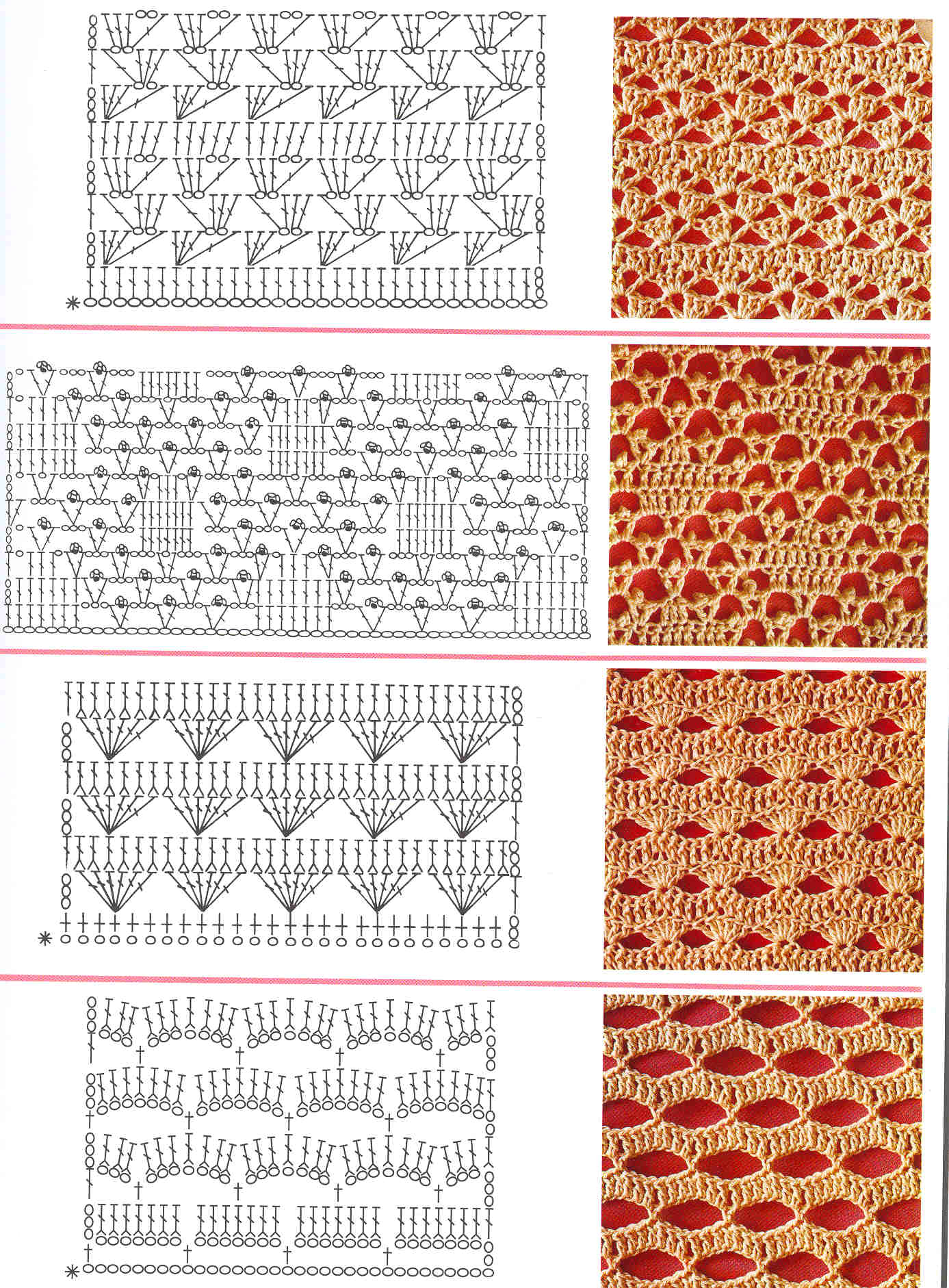 Ажурные узоры крючком со схемами