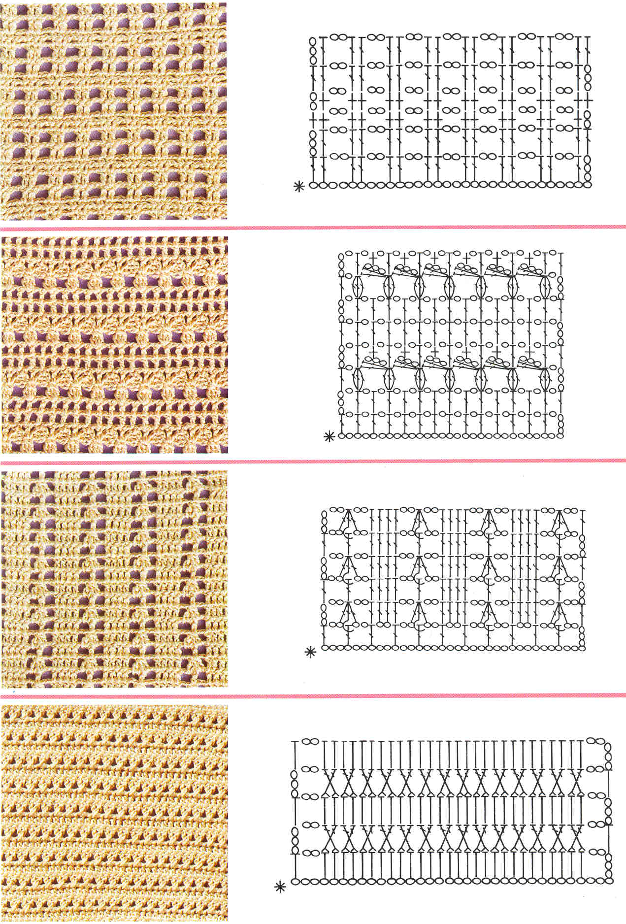 Плотные простые узоры крючком со схемами и красивые для начинающих