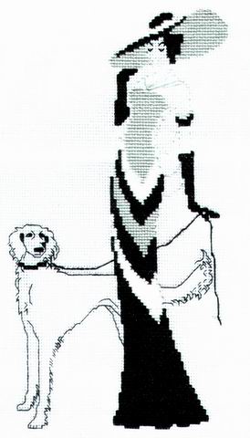 Дама с собакой( вид спереди). монохромное ( One-colour )