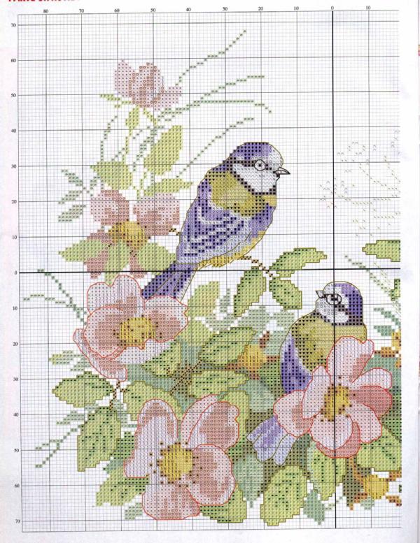 2. Blue birds with flowers