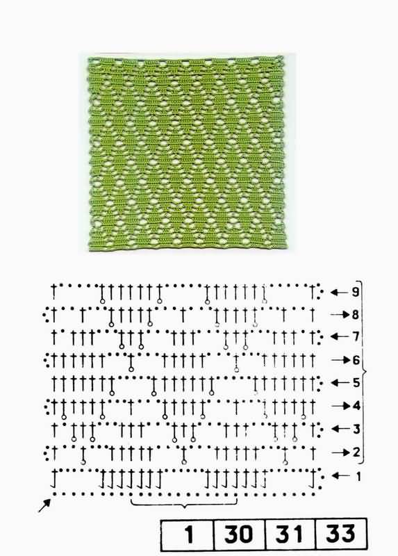 Узор ромбики крючком схема и описание