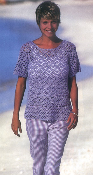 lila sweter. szydelkowe ubranka