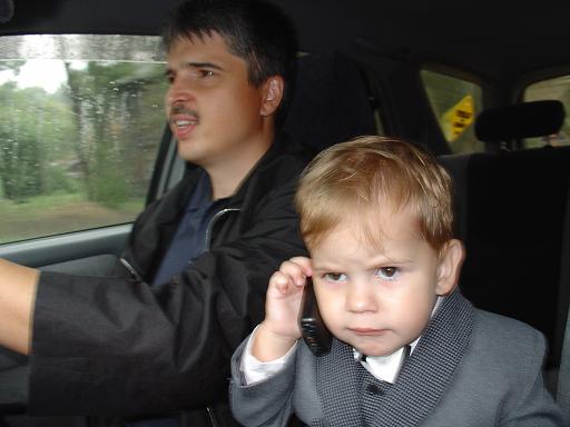  Пан директор с мобилой и водилой:-). Матвею два года!