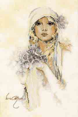 33504 lady with lilac flowers. sara moon