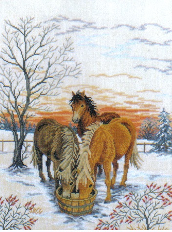 E. Rosenstand Winter Horses. Animals: