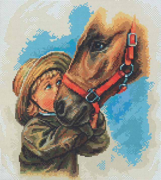 Girl & Her Horse. Animals: