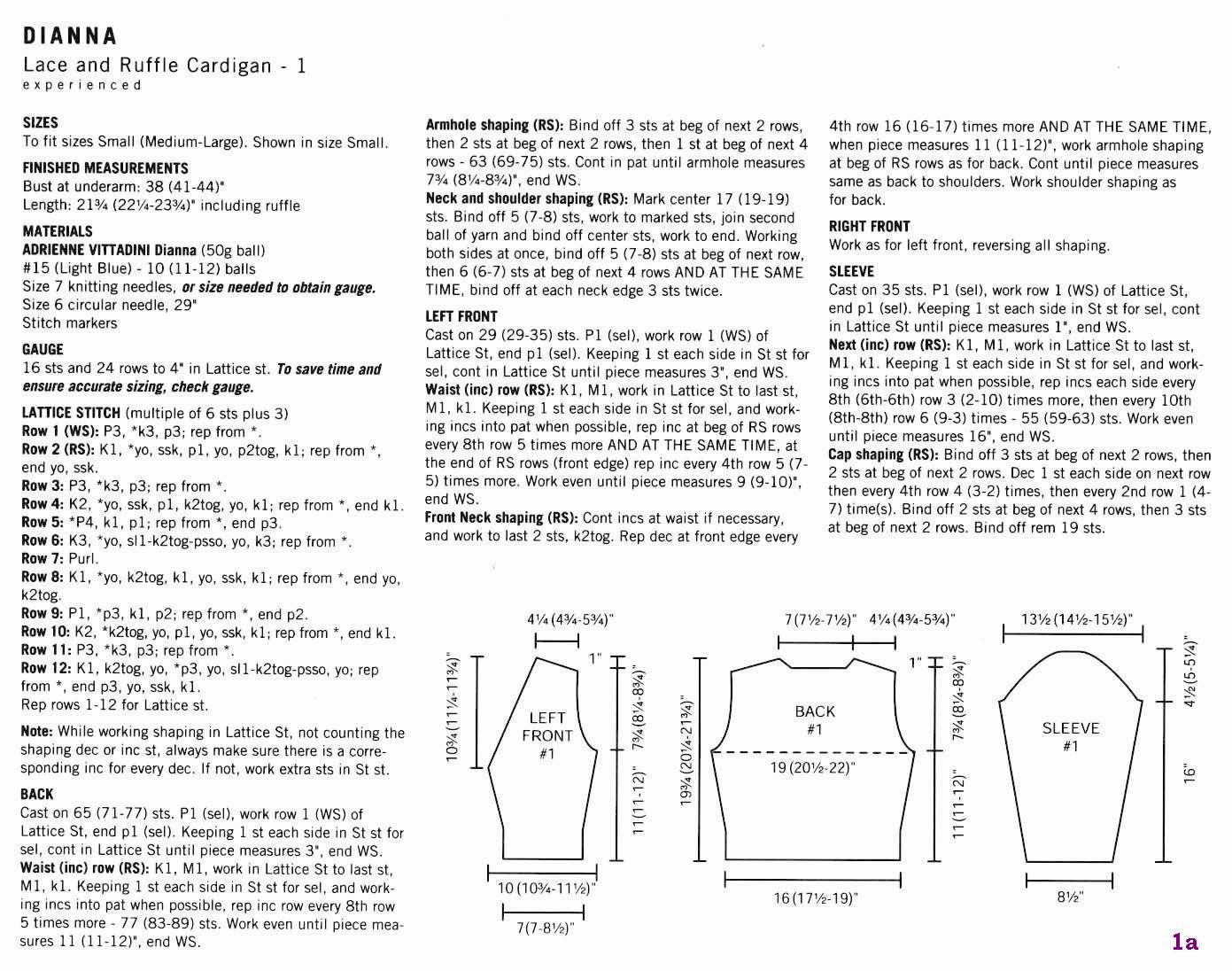 Оригинал описания кардигана. Переводы