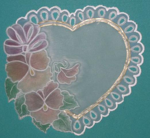 Serce z bratkami. Pergamano- moje kartki