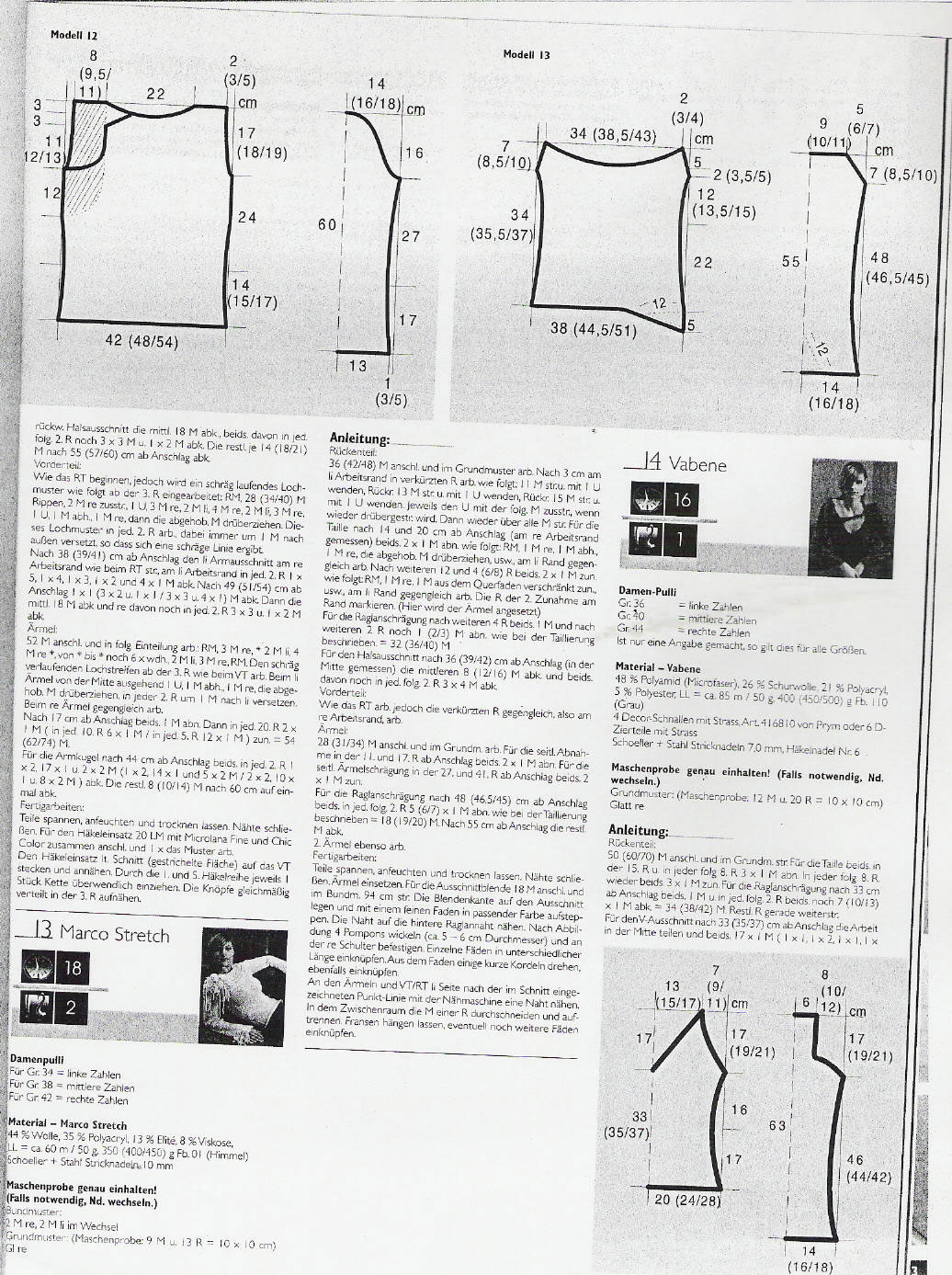 Оригинал описания женского пуловера . Переводы