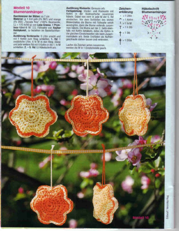 Blumenanhänger. Crochet flowers nemetzki Instruction