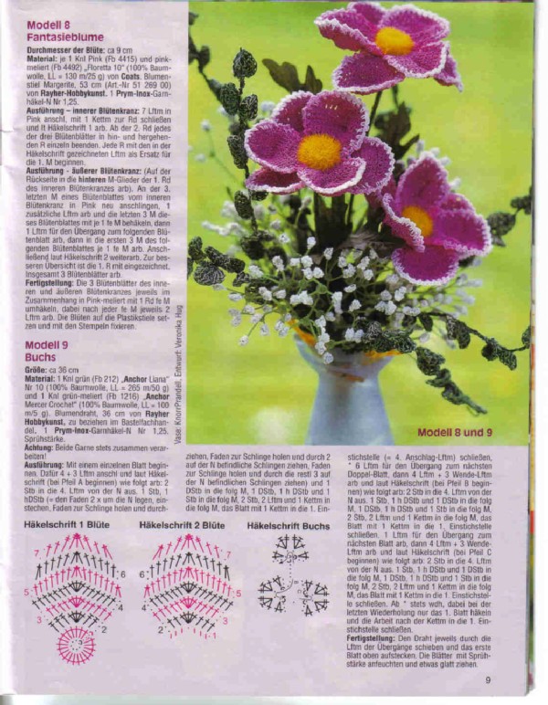 Fantasie. Crochet flowers nemetzki Instruction