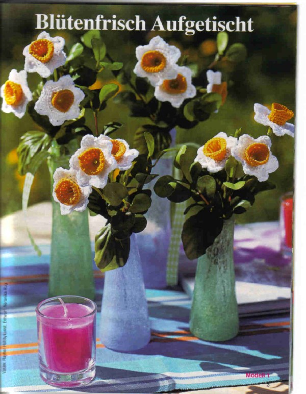 Narzisse1. Crochet flowers nemetzki Instruction