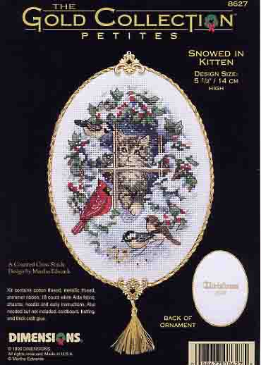 8627 snowed in kitten ornament. DIMENSION 8000-9000-11000