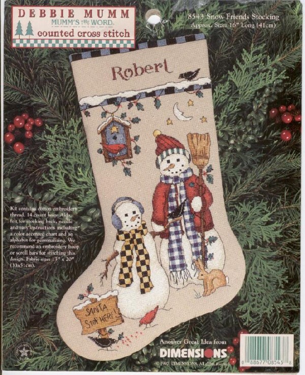 8543 snow friends stocking. DIMENSION 8000-9000-11000