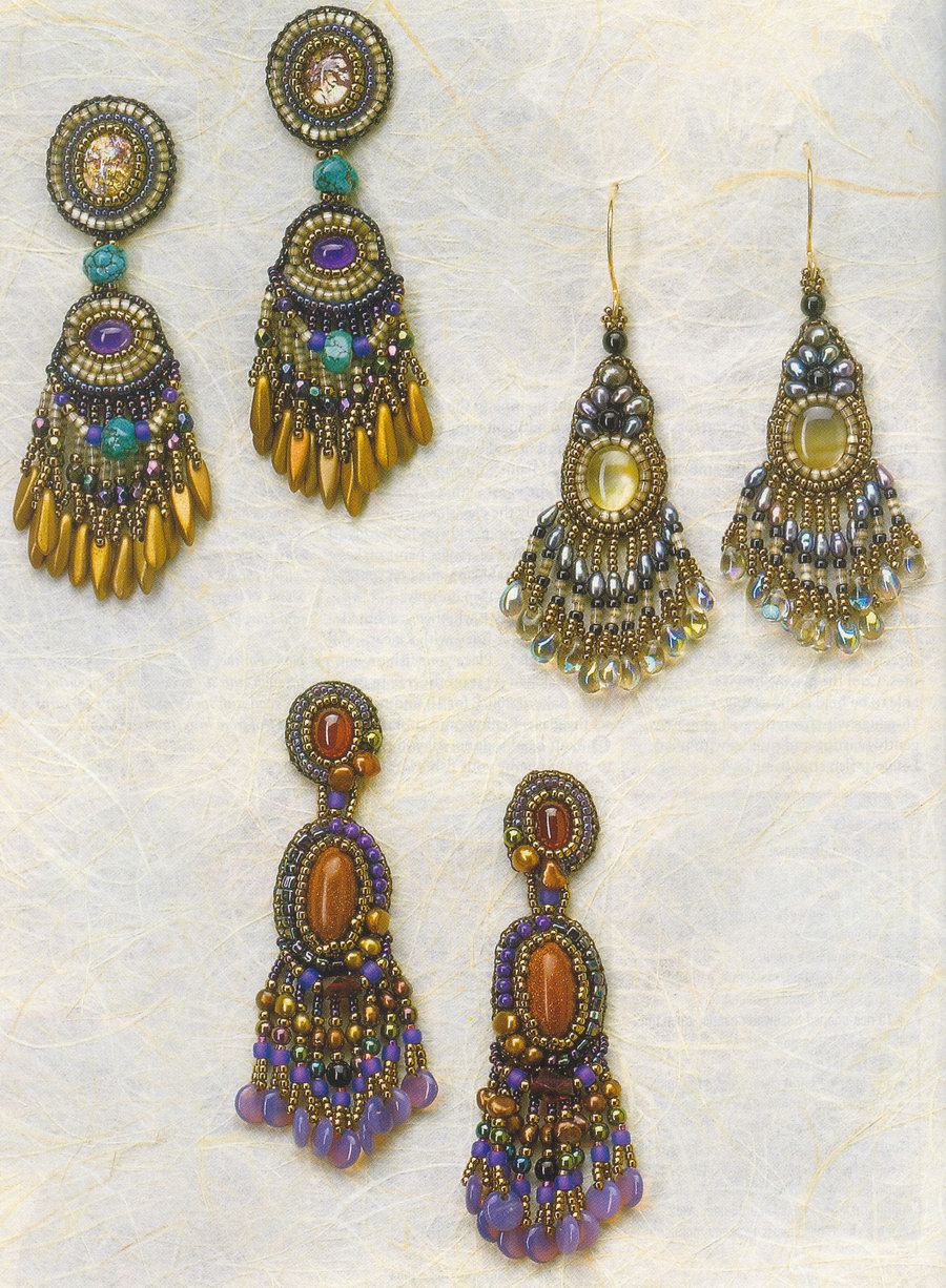 Cabochon earrings 1. Bead-and-button