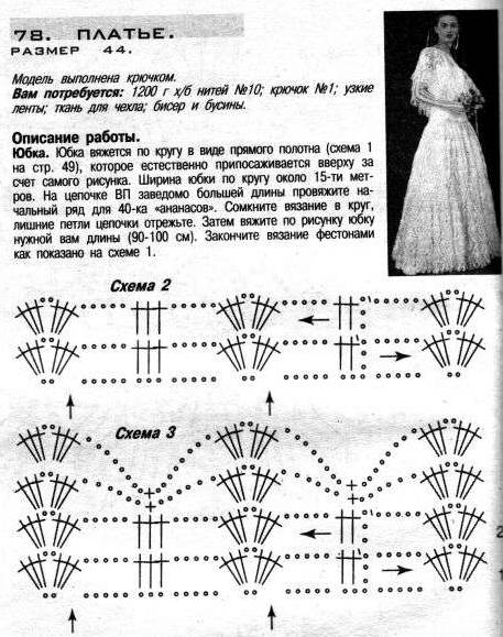 Белое платье крючком для женщин со схемами и описанием