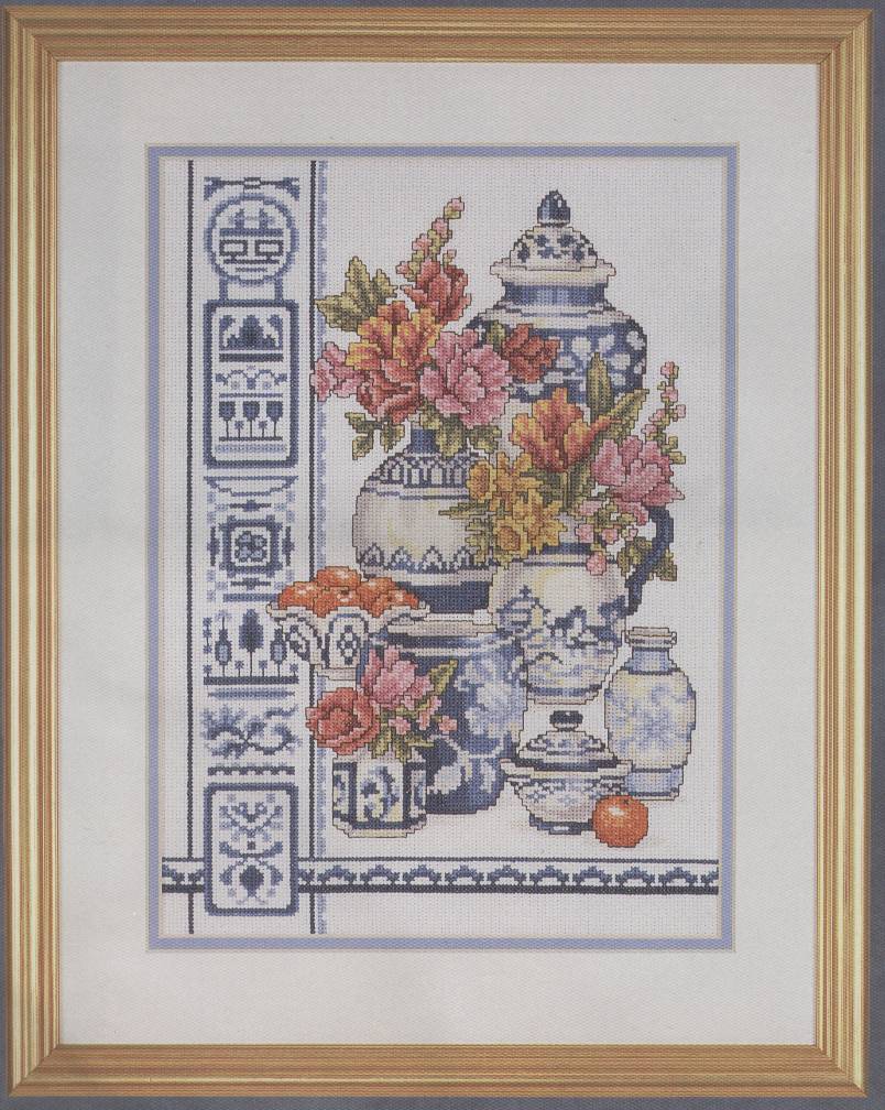 Jarones Azules y flores. Восток