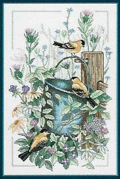 Sunset Goldfinch Gathering. Birds