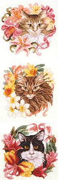 Vermillion Floral Felines. Cats