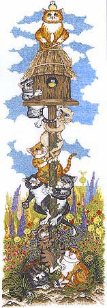 Needlepoise Birds Eye View. Cats