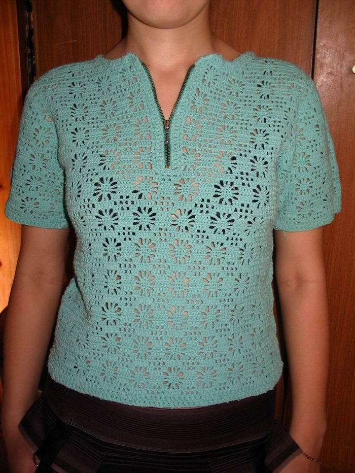 Зеленая кофточка на замочке. Вязание (Мои работы)