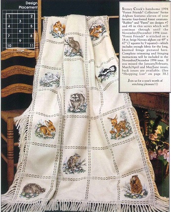SC Forest Friends Afghan. Animals: