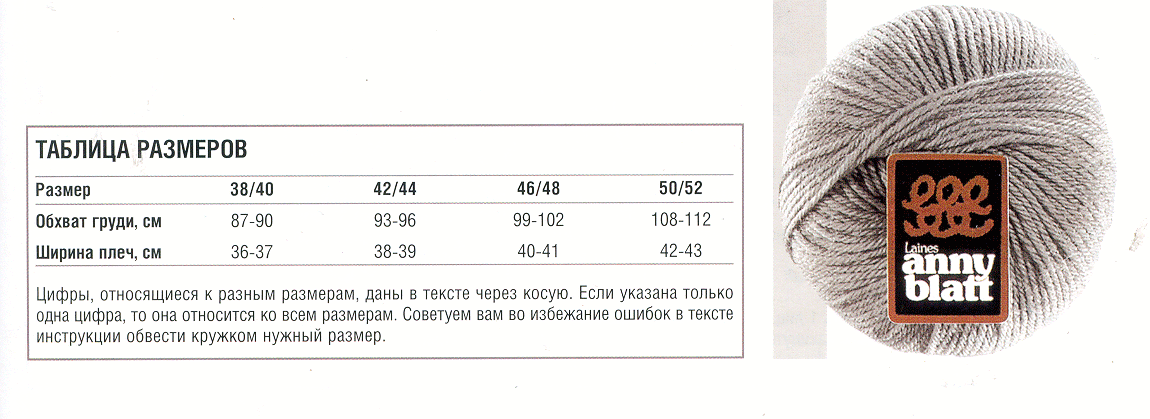 Размеры Ирэн. Таблицы размеров