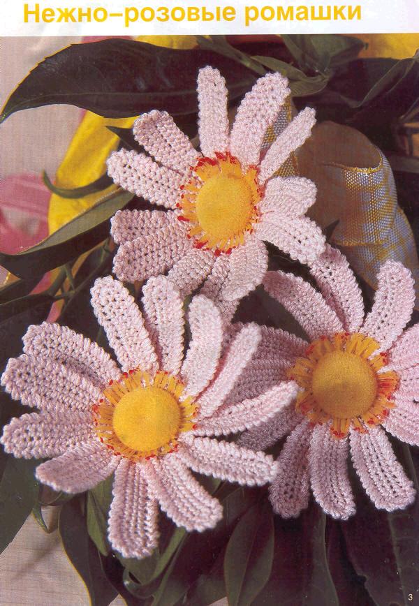 розовые ромашки. схемы и описание квадратов