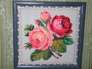 две розы. мамины вышивки