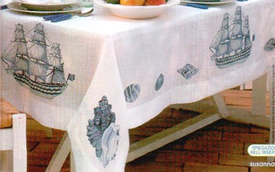 кораблик и ракушки. В синих тонах - Only blue