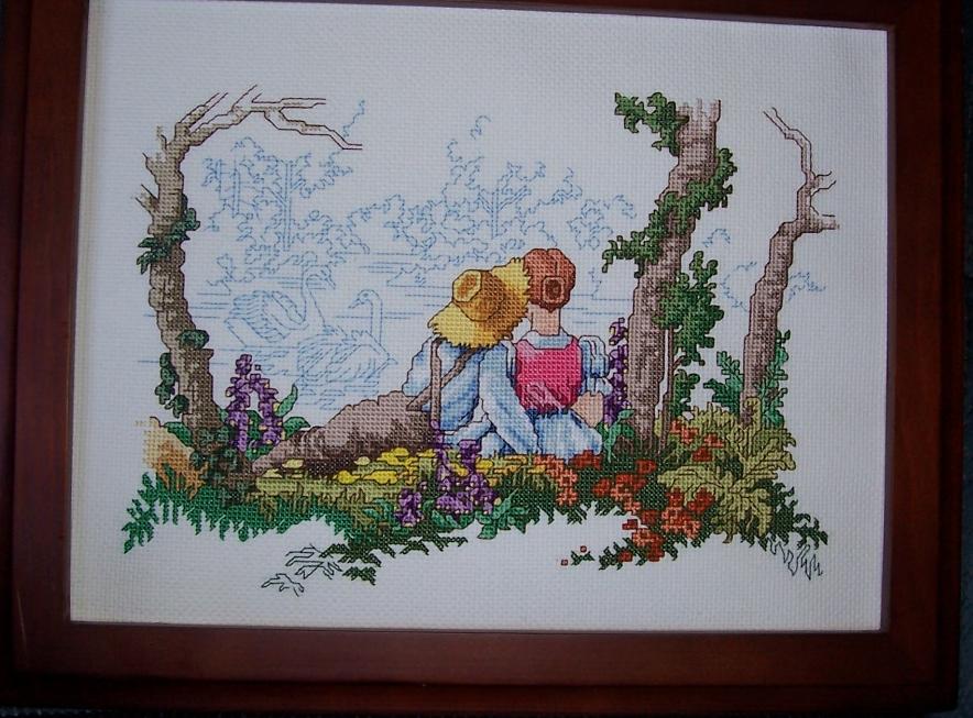 Лесное озеро с лебедями . My works