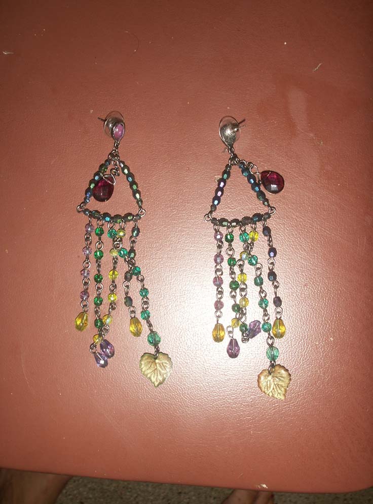 серьги 'цветной дождь'. золото, серебро, бижа