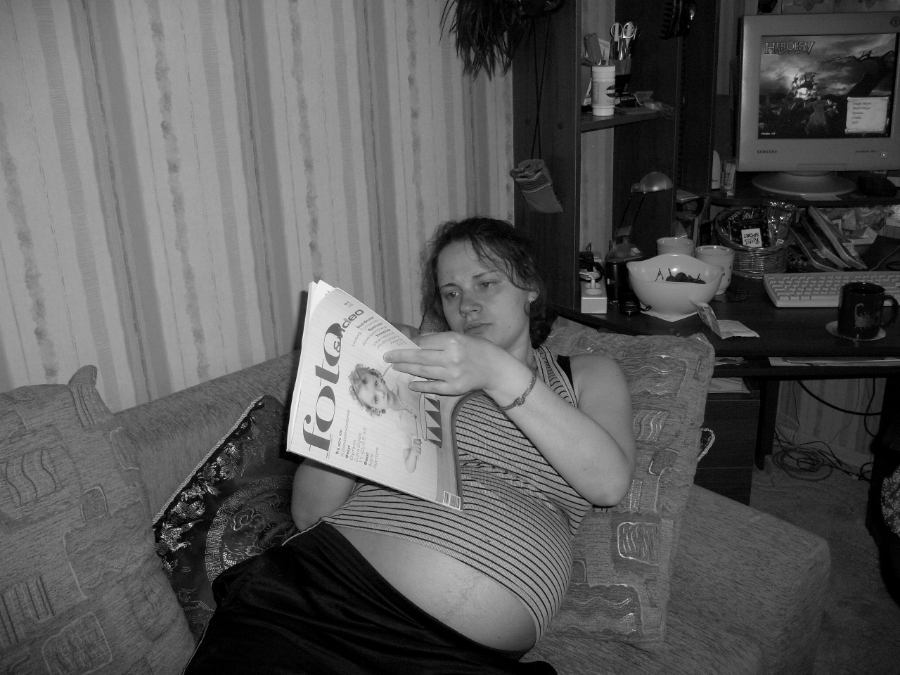 за две недели до родов. 