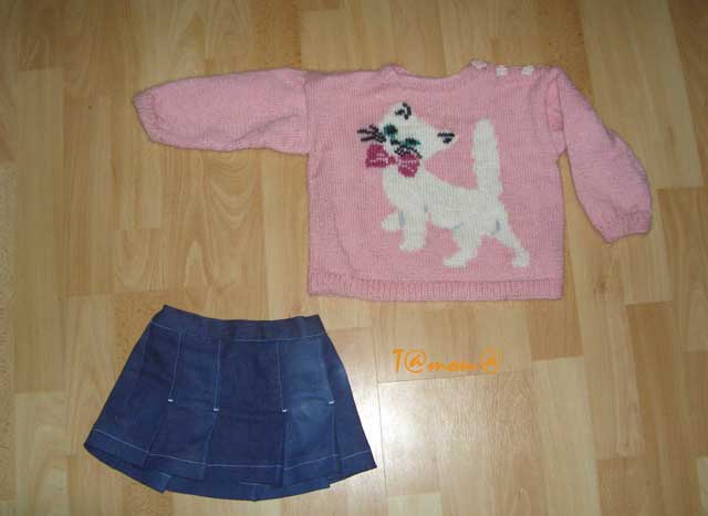 Кофточка с кисой и юбочка. Детские вещички