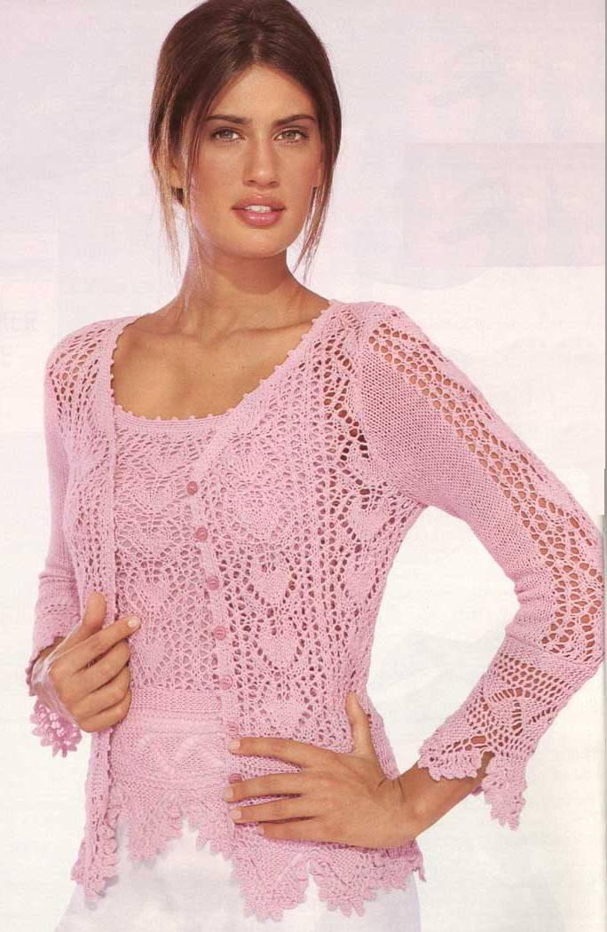 Ажурная двойка. Свитера,платья 