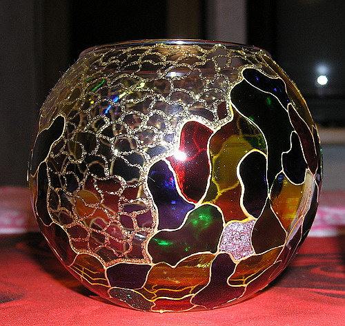 Вазочка маленькая. Роспись стекла