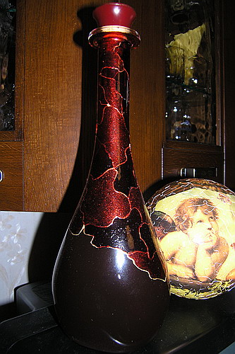 Бутылка 'Кармен'. Роспись стекла