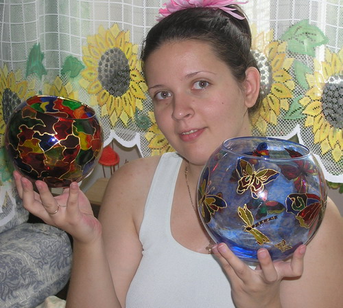 Мои самые первые работы!. Роспись стекла