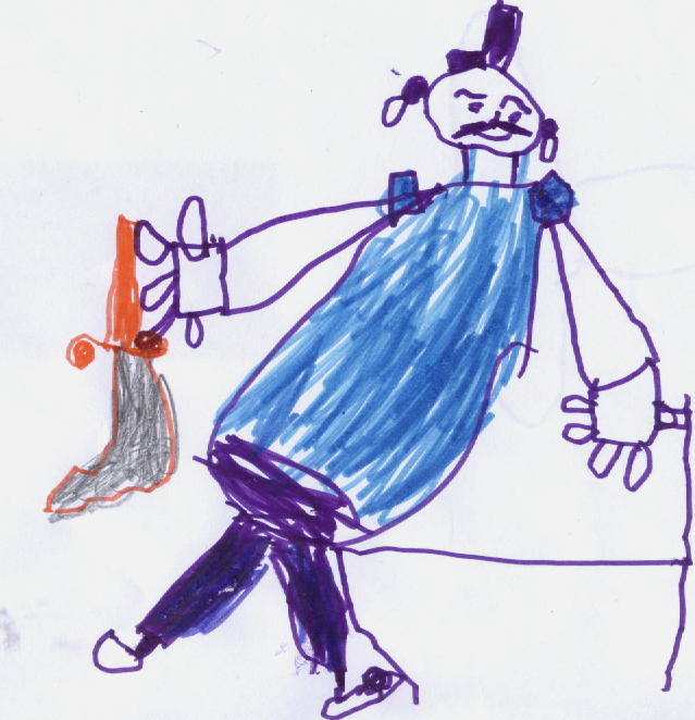   пират, привалившийся к стулу . Рисунки Артёма 