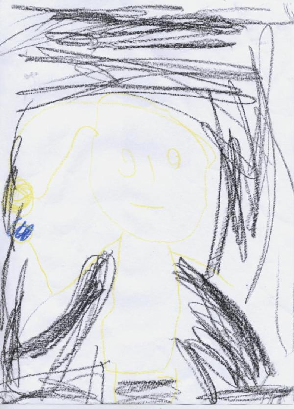 Гномик с фонариком, светящимся в темноте. Рисунки Артёма 