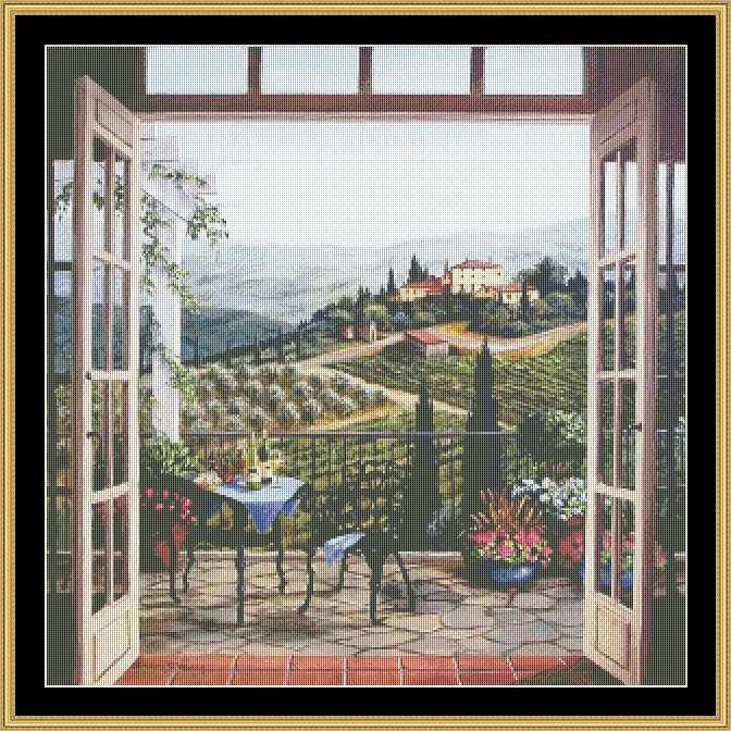 Balcony View of Villa. Mystic stitch (i have)