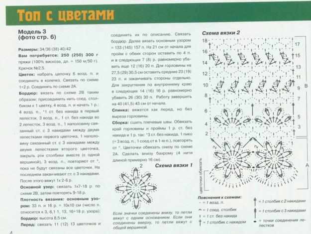 Топ с цветами - описание. Инструкции