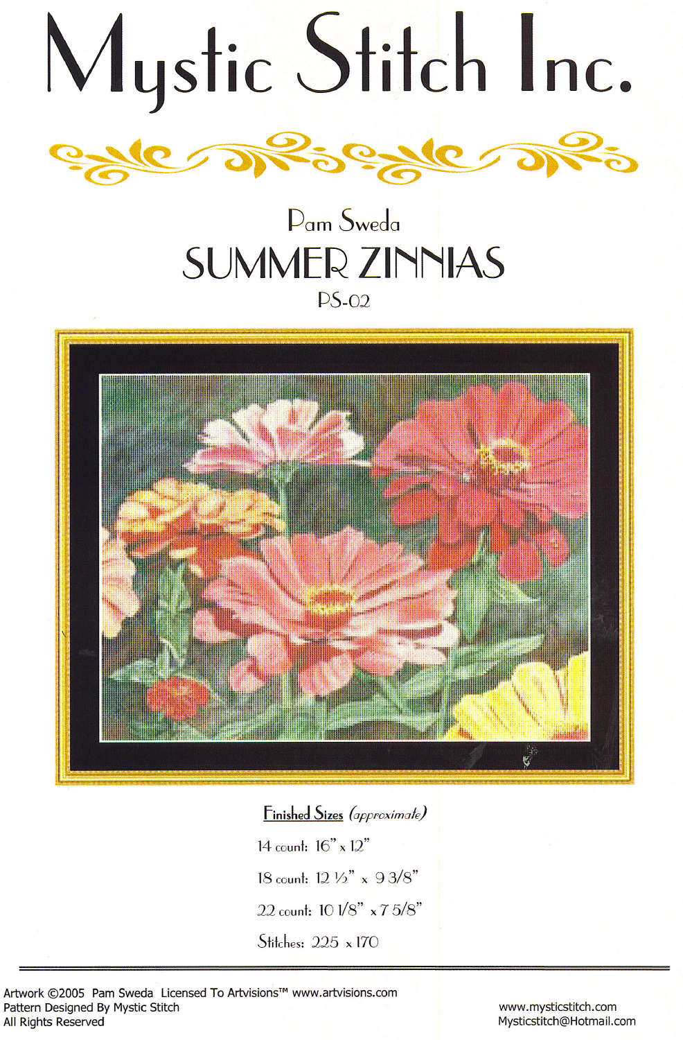 summer zinnias. Mystic stitch (i have)